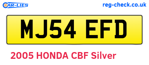MJ54EFD are the vehicle registration plates.