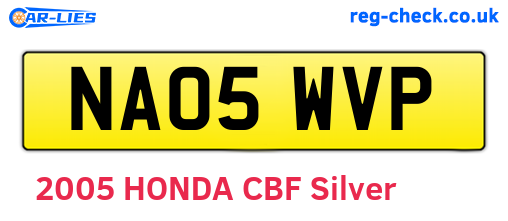 NA05WVP are the vehicle registration plates.