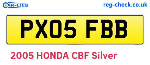 PX05FBB are the vehicle registration plates.