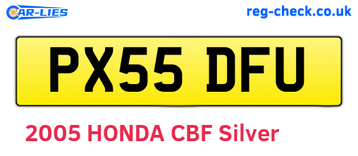 PX55DFU are the vehicle registration plates.