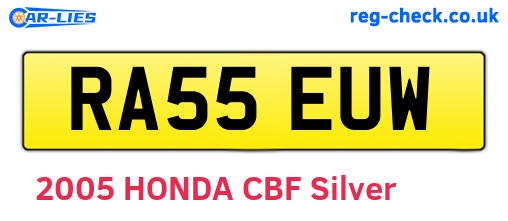 RA55EUW are the vehicle registration plates.