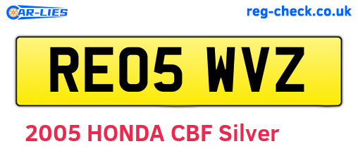 RE05WVZ are the vehicle registration plates.