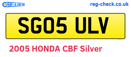 SG05ULV are the vehicle registration plates.
