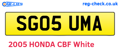 SG05UMA are the vehicle registration plates.