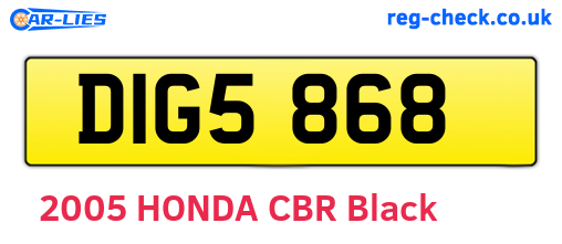 DIG5868 are the vehicle registration plates.