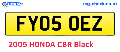 FY05OEZ are the vehicle registration plates.