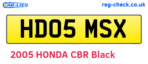 HD05MSX are the vehicle registration plates.