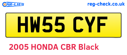 HW55CYF are the vehicle registration plates.