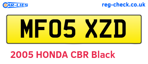 MF05XZD are the vehicle registration plates.