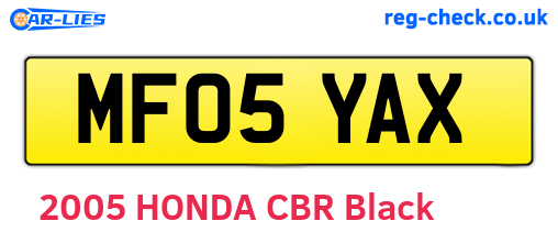 MF05YAX are the vehicle registration plates.
