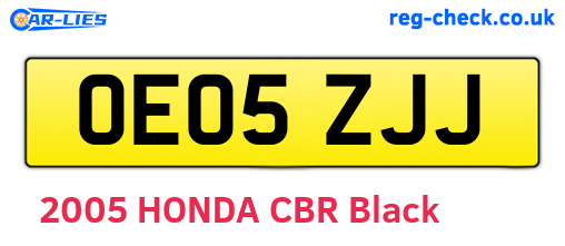 OE05ZJJ are the vehicle registration plates.