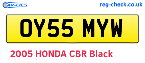 OY55MYW are the vehicle registration plates.