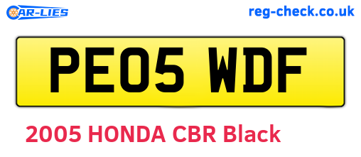PE05WDF are the vehicle registration plates.