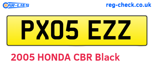 PX05EZZ are the vehicle registration plates.