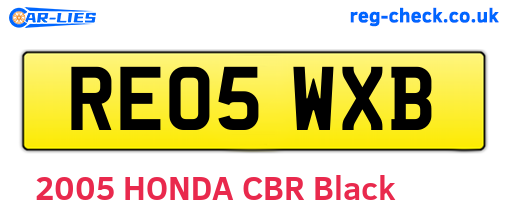 RE05WXB are the vehicle registration plates.