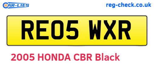 RE05WXR are the vehicle registration plates.