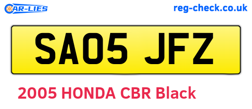 SA05JFZ are the vehicle registration plates.