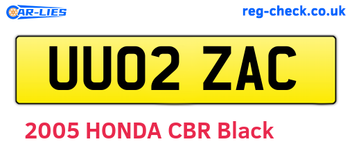 UU02ZAC are the vehicle registration plates.
