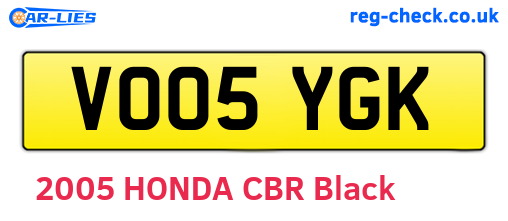 VO05YGK are the vehicle registration plates.