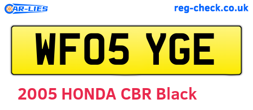 WF05YGE are the vehicle registration plates.