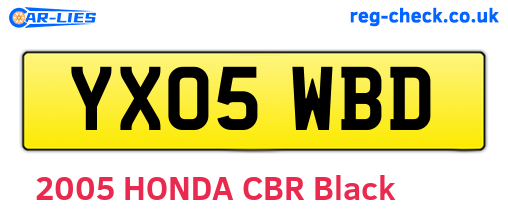 YX05WBD are the vehicle registration plates.