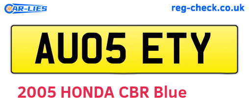 AU05ETY are the vehicle registration plates.