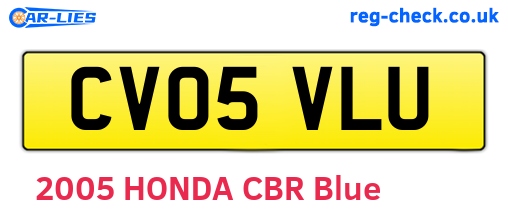 CV05VLU are the vehicle registration plates.