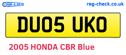 DU05UKO are the vehicle registration plates.