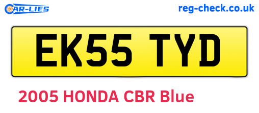 EK55TYD are the vehicle registration plates.
