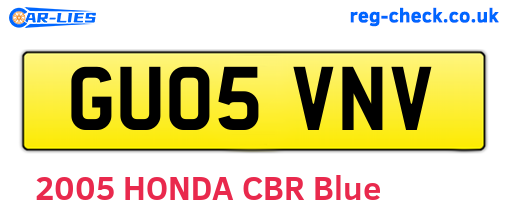 GU05VNV are the vehicle registration plates.