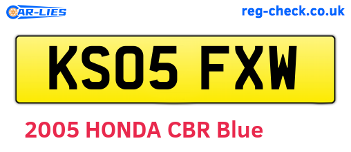 KS05FXW are the vehicle registration plates.
