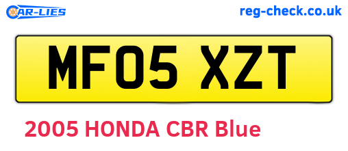 MF05XZT are the vehicle registration plates.