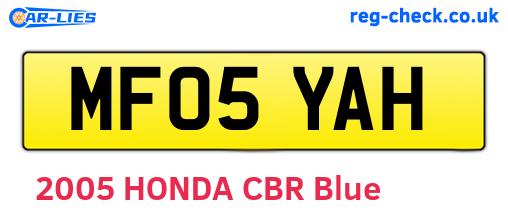 MF05YAH are the vehicle registration plates.