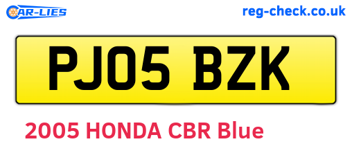 PJ05BZK are the vehicle registration plates.