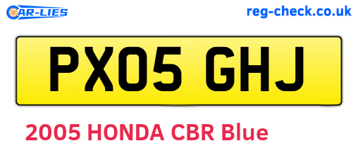 PX05GHJ are the vehicle registration plates.