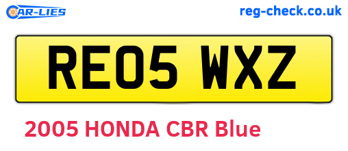 RE05WXZ are the vehicle registration plates.