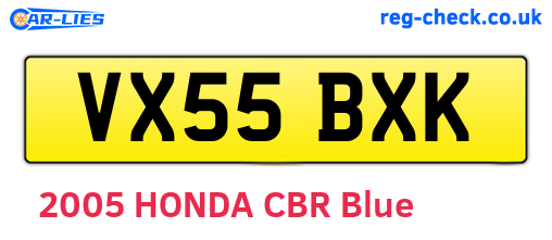 VX55BXK are the vehicle registration plates.