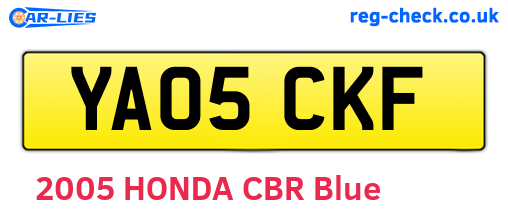 YA05CKF are the vehicle registration plates.