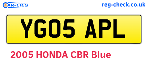 YG05APL are the vehicle registration plates.