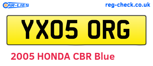 YX05ORG are the vehicle registration plates.