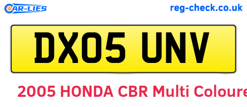 DX05UNV are the vehicle registration plates.