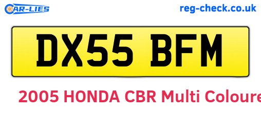 DX55BFM are the vehicle registration plates.