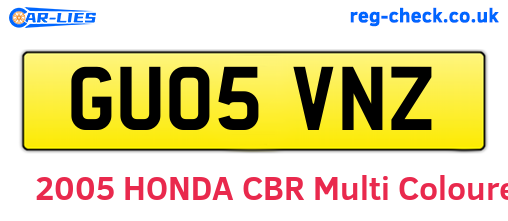 GU05VNZ are the vehicle registration plates.