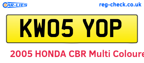 KW05YOP are the vehicle registration plates.