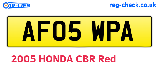 AF05WPA are the vehicle registration plates.