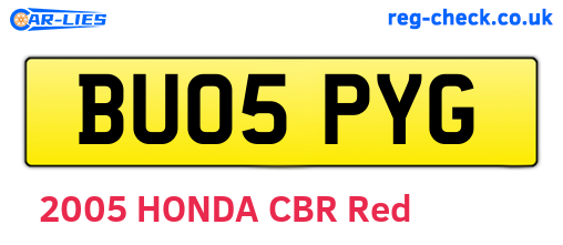 BU05PYG are the vehicle registration plates.