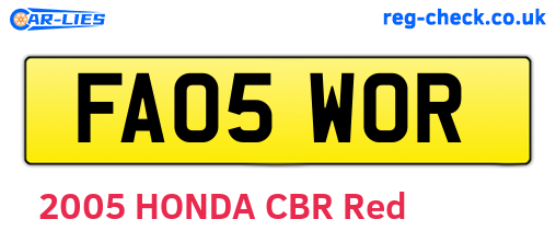 FA05WOR are the vehicle registration plates.