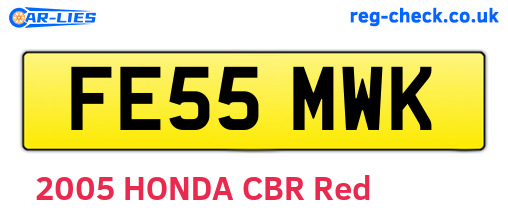 FE55MWK are the vehicle registration plates.
