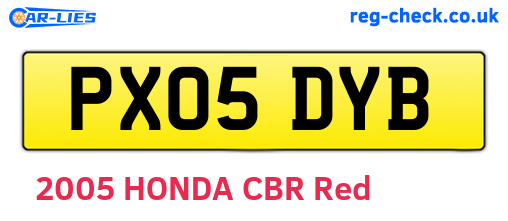 PX05DYB are the vehicle registration plates.