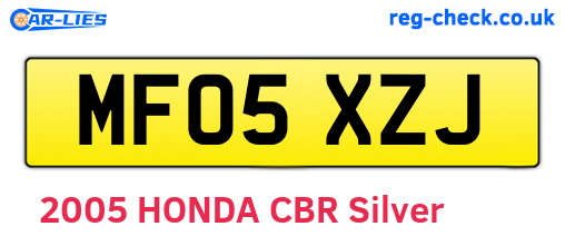 MF05XZJ are the vehicle registration plates.
